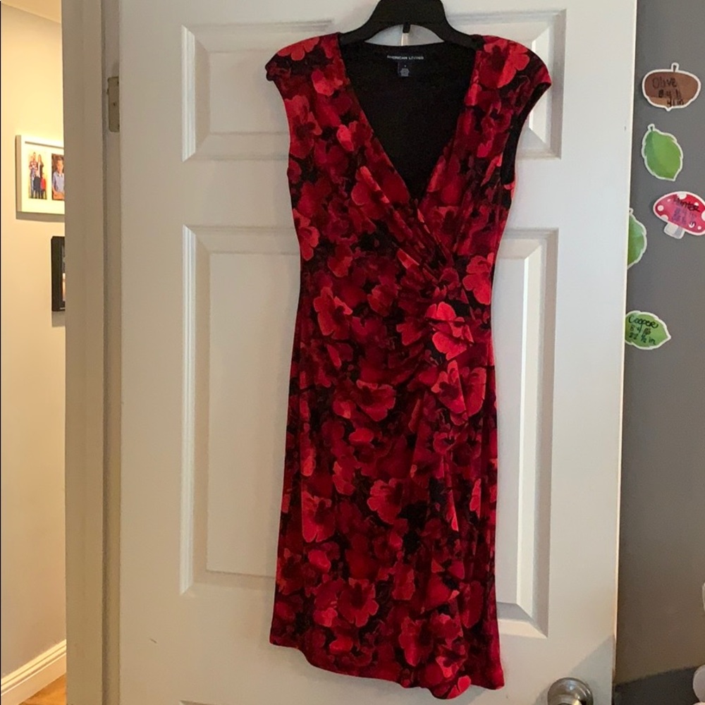 Red rushed dress